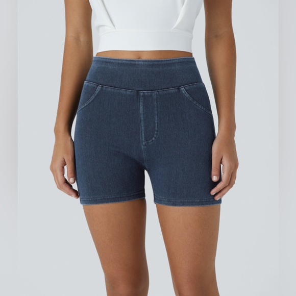 Halara Flex™ High Waisted Back Pocket
Stretchy Knit Denim Casual Shorts 3" L - Picture 2 of 8